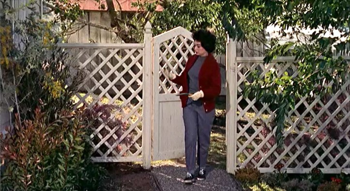 Annie coming out of her garden