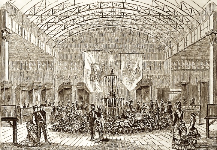 The interior of the 1876 Women's Pavilion. The fountain is very similar.
